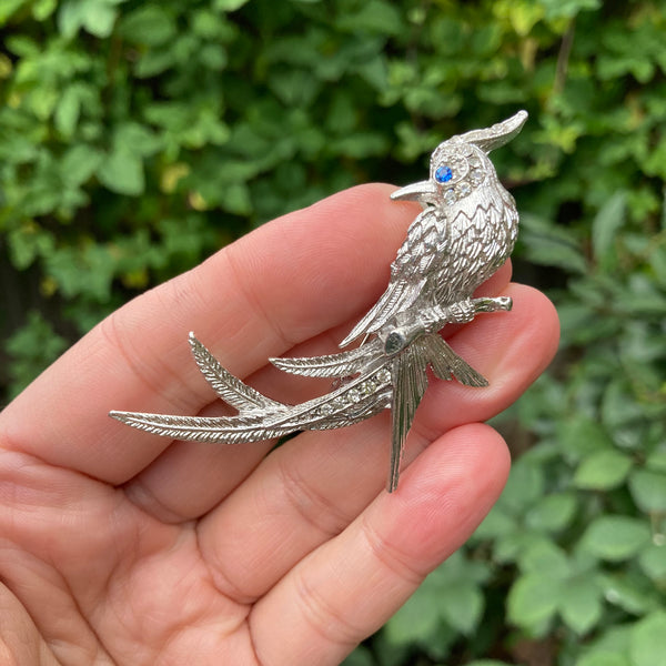 Silver Cockatoo Bird Brooch