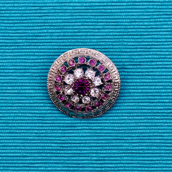 Purple Disc Silver Stripe Brooch