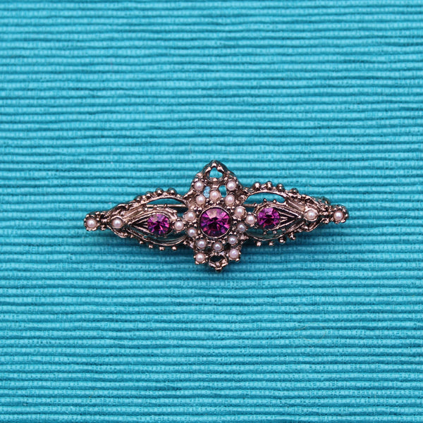 Silver Purple Collar Brooch