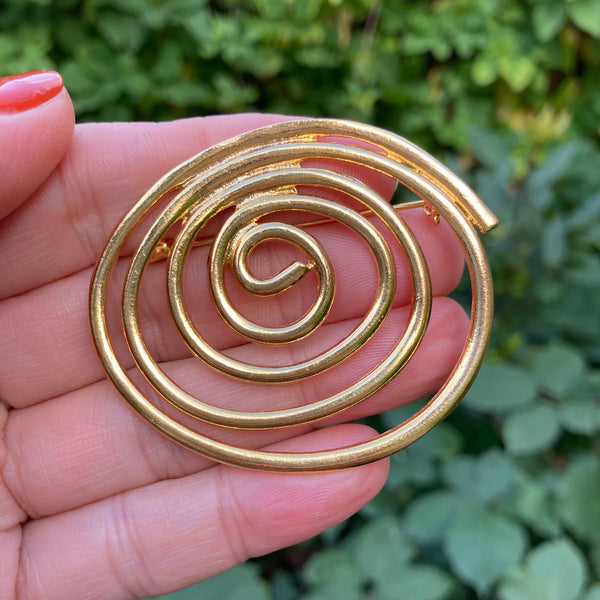 Shiny Gold Spiral Brooch