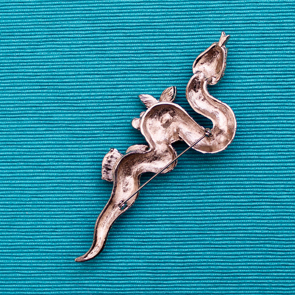Giant Red and Turquoise Snake Brooch