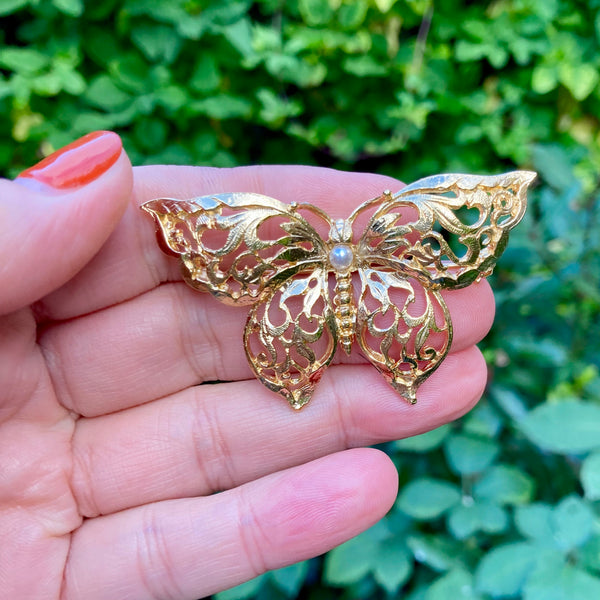 Gold Butterfly Brooch