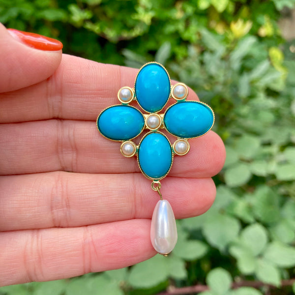 Turquoise Quattro Drop Brooch