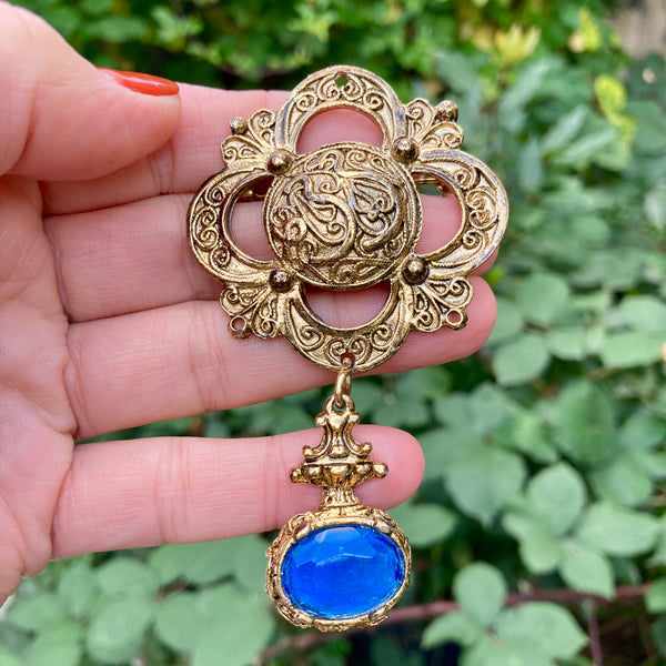 Gold Gothic Drop with Blue