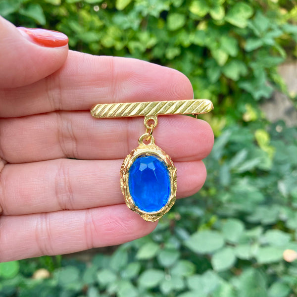 Bar with Blue Drop Brooch