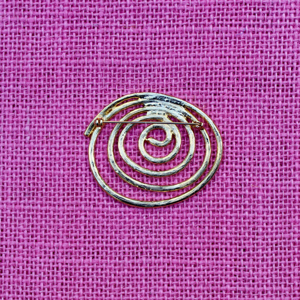 Shiny Gold Spiral Brooch