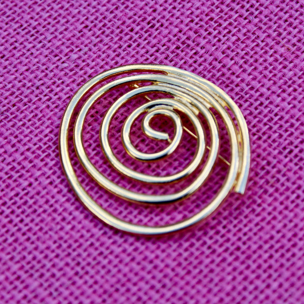 Shiny Gold Spiral Brooch