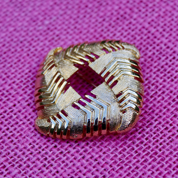 Modern Square Gold Chevron Brooch