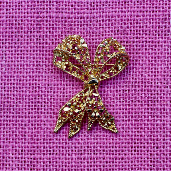 Floral Filigree Gold Bow