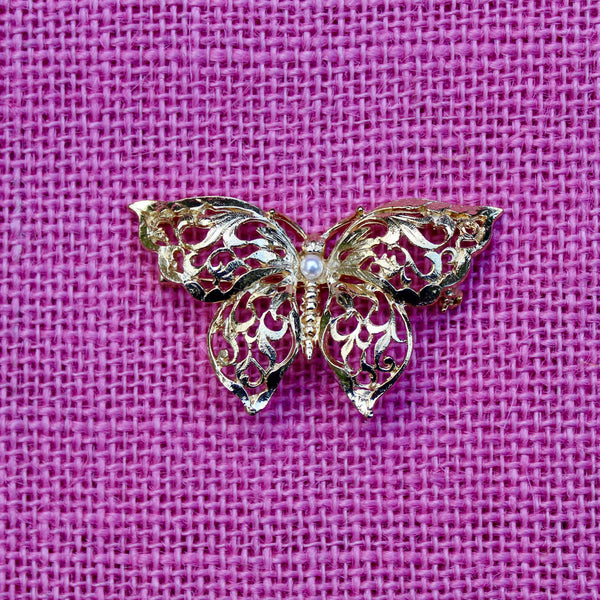 Gold Butterfly Brooch