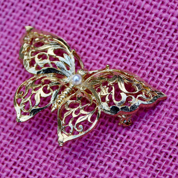 Gold Butterfly Brooch