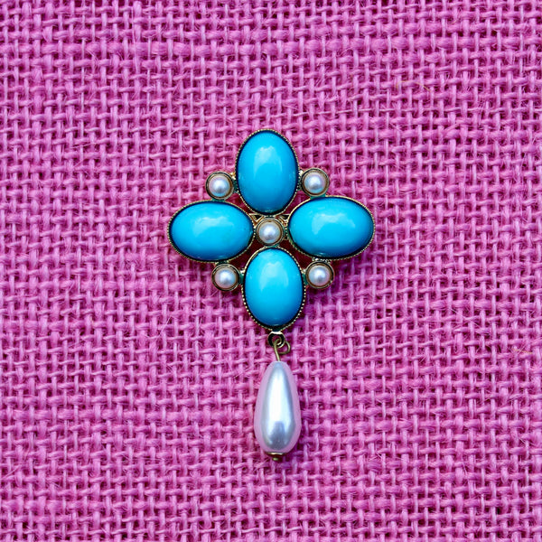 Turquoise Quattro Drop Brooch