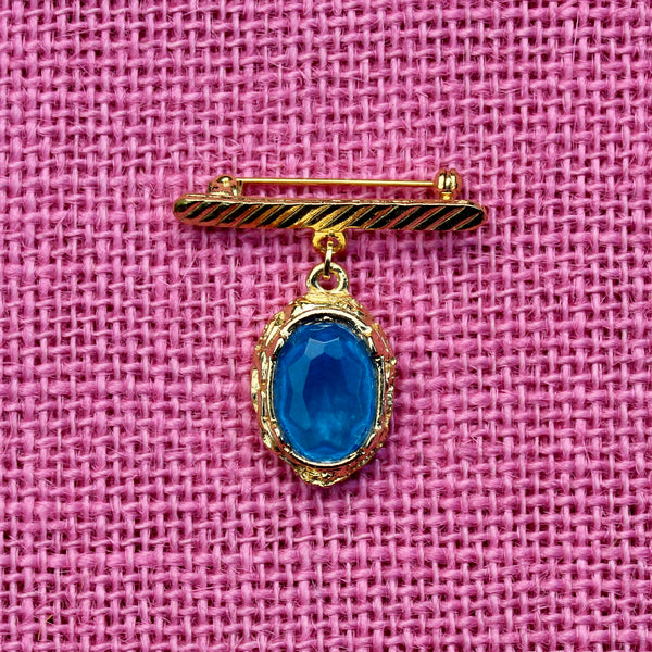 Bar with Blue Drop Brooch