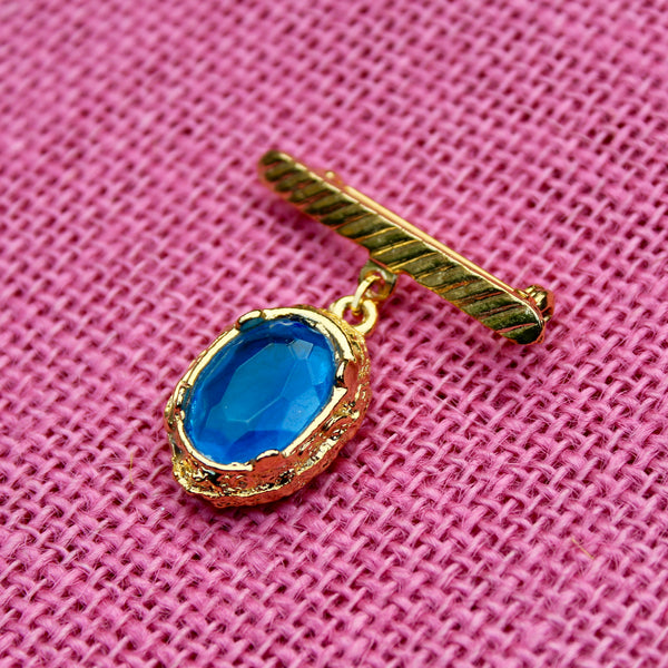 Bar with Blue Drop Brooch