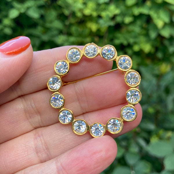 Clear Rhinestone Wreath Brooch