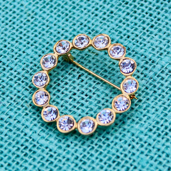 Clear Rhinestone Wreath Brooch