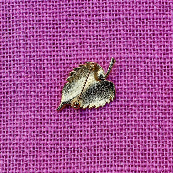 Leaf with Pearl Brooch