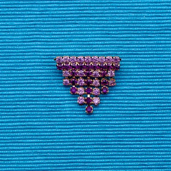Tiny Purple Rhinestone Fringe Brooch