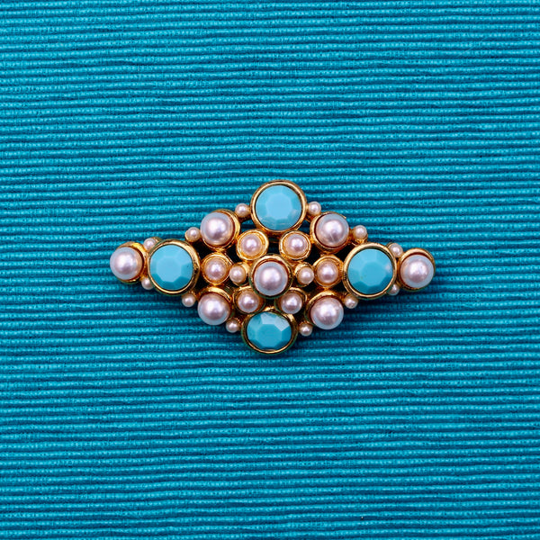 Turquoise Pearls Brooch