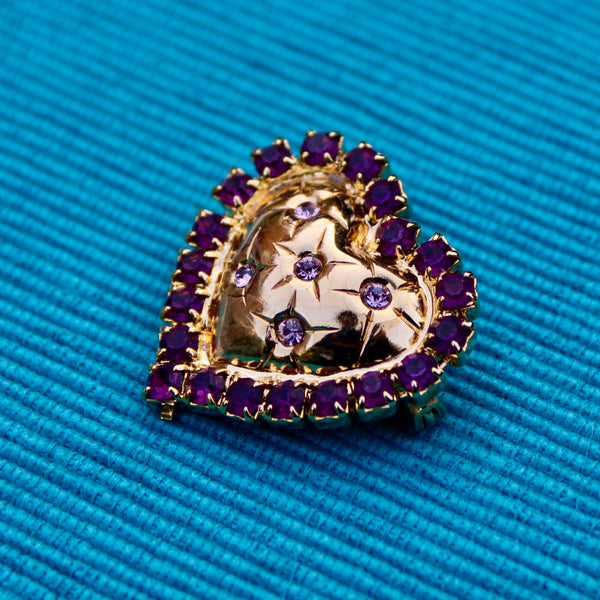 Tiny Purple Rhinestone Heart