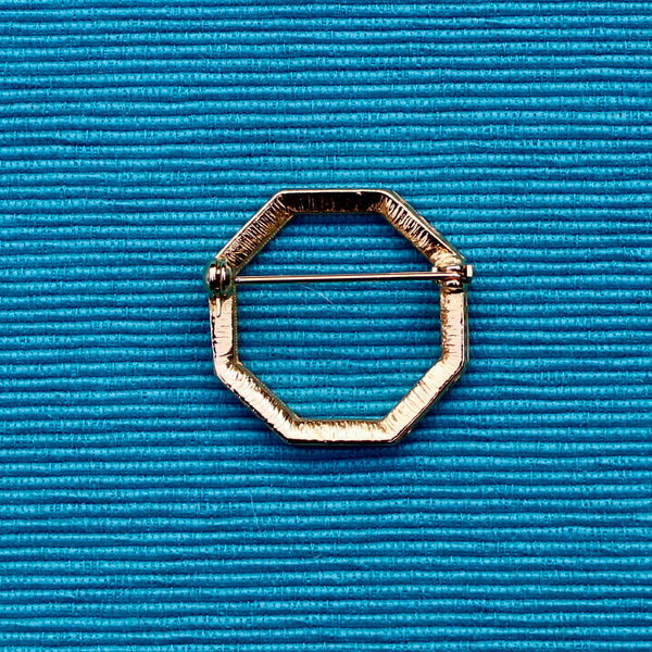 Dark Teal Enamel Octagon Brooch